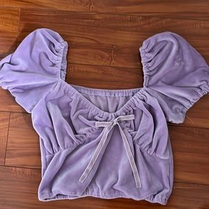 Lilac velour babydoll top